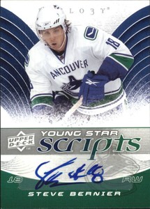 2008-09 (CANUCKS) Upper Deck Trilogy Young Star Scripts #YSSB Steve Bernier AUTO