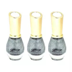 3XSaffron Silver Glitter Nail Polish Silver Shimmer Sparkle Pack of 3 - Picture 1 of 1