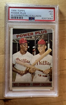 1966 Topps #52 Power Plus Wes Covington Johnny Callison PSA 5 Low Pop 18 - Image 1 of 2