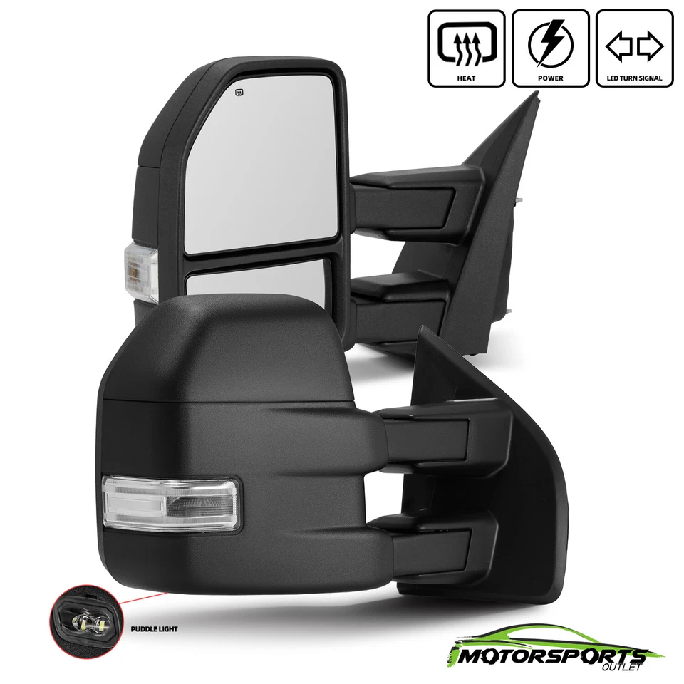 For 2015-2018 Ford F150 Power Heated Towing Mirrors+Puddle Lamps+LED Turn Signal Foto 1 de 4