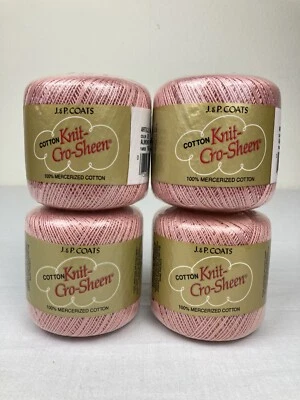 J & P COATS KNIT-CRO-SHEEN MERCERIZED COTTON 150 YDS #35 ALMOND PINK *LOT OF 4* - Image 1 of 4