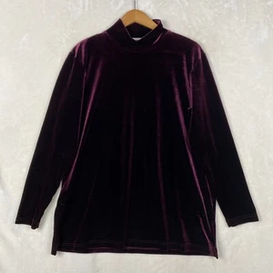 Vintage Bechamel Velour Tunika Damen groß burgund Samt hoher Ausschnitt romantisch Goth - Bild 1 von 13