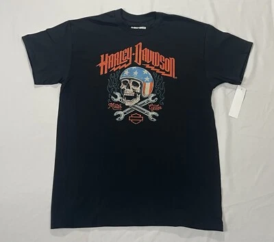 Harley-Davidson Motorcycles T-Shirt, Skull-Helmet-Flames (X-Large) New With Tags - Image 1 of 4