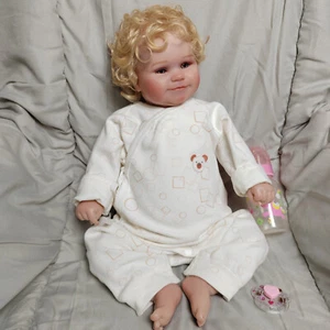 20" Reborn Baby Doll Vinyl Silicone Lifelike Newborn Girl Gift Curly Blonde Hair - Bild 1 von 6