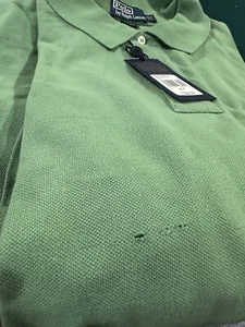Defective Polo Ralph Lauren Shirt Mens Sz 2XLT TALL Green Solid L/S 100% Cotton - Picture 1 of 10