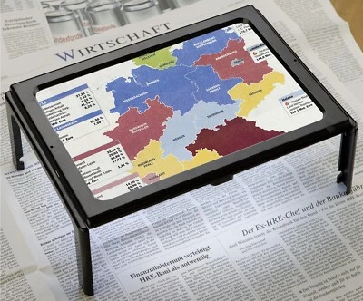 WENKO Tisch Stand Lupe Lese Hilfe LED Licht Lampe 3fach Vergrößerung Glas groß