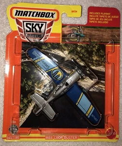 MATCHBOX SKY BUSTERS MBX CROP DUSTER SILVER AND BLUE w/ PLAYMAT NEW FOR 2024 - Picture 1 of 2