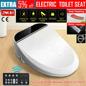 Electric Toilet Seat Bidet Cover Massage Mode Smart Washlet Heated Water Clean - Picture 1 of 12