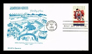 US COVER AMERICAN CIRCUS CLOWN FDC SCOTT 1309 CLIFFS CACHET - Picture 1 of 2