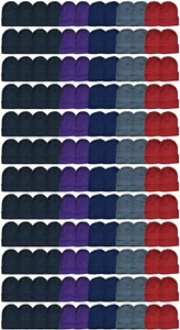 120 Pack of Yacht & Smith Wholesale Beanies Or Gloves, (Assorted Solid Beanies) - Picture 1 of 7