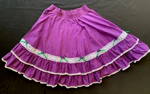 Malco Modes “Partners House” vintage tiered purple square dance circle skirt-M - Picture 1 of 6