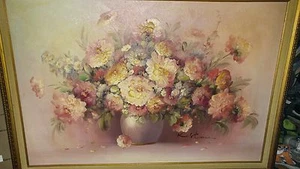 Original Ölgemälde Blumengesteck gerahmt signiert von K Stone - Bild 1 von 5