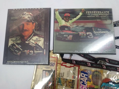 Dale Earnhardt Sr #3 TWO 4X6 PLAQUES AND FOUR CREDENTIAL HOLDERS  w/LANYARDS Cover