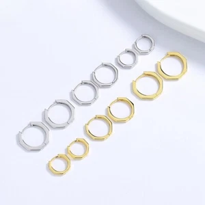 925 Silber Creolen Sechseck, 12 – 17 mm, Modern & Minimalistisch, Damen Ohrringe - Bild 1 von 7