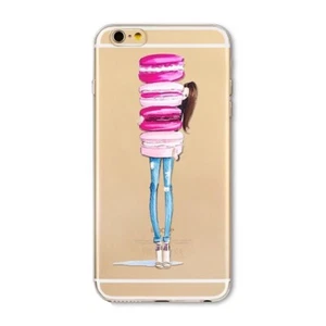COQUE iPHONE 5 5S SE LA FEMME AUX MACARONS SILICONE SOUPLE (TPU) - Photo 1 sur 1