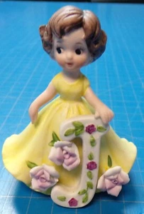 Josef Originals GEORGE GOOD Corp Ceramic Little Girl with Letter J Figure Yellow - Picture 1 of 4