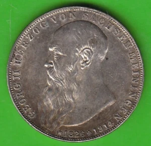 Münze Silber Sachsen-Meiningen 2 Mark 1915 Tod Georg II sehr hübsch nswleipzig - Picture 1 of 3