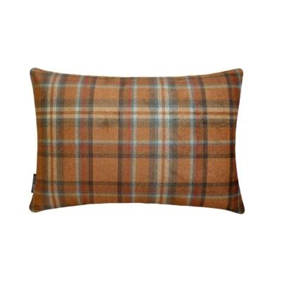 Orange Winter Plaid Lumbar Pillow Cover Velvet Cushion Cover - Plaidflow Orange - Image 1 of 4