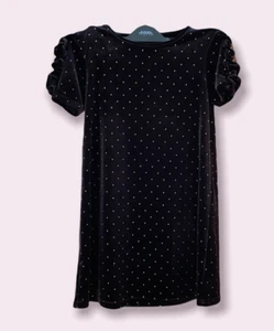 Next Dress Girls 9 Years Beads Shift Velvet Short Sleeve Ruffle - Picture 1 of 9