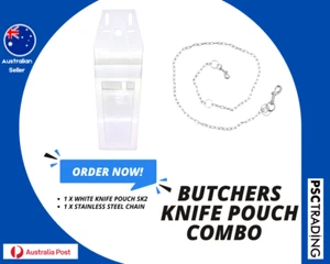 Butchers Knife Pouch 9" Double Stainless Steel Chain Combo White, Meat Workers - Bild 1 von 7