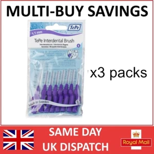 TePe Interdental Brushes 1.1mm PURPLE 3 PACKETS ! - Picture 1 of 3
