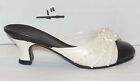 1999 JUST THE RIGHT SHOE #25010 MINIATURE Pearl Mule Heels White Raine Willit