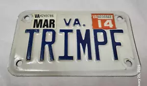 Triumph Virginia VA Motorcycle License Plate Tag Vanity Personalzed 2014 - Foto 1 di 5