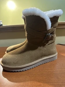 NWOT Koolaburra by Ugg Delene Suede Fur Boots Womens Size 6 - Picture 1 of 8