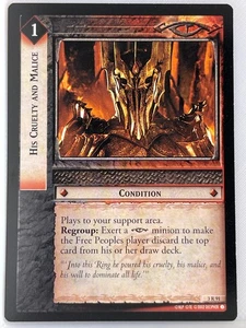 LORD OF THE RINGS TCG REALMS OF THE ELF LORDS RARE 3R91 HIS CRUELTY AND MALICE - Picture 1 of 1