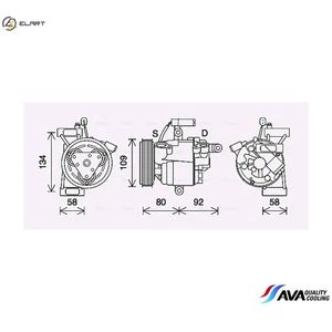 COMPRESSOR AIR CONDITIONING TOAK734 FOR PEUGEOT TOYOTA CITROËN 1.0L 3cyl 108 - Picture 1 of 9