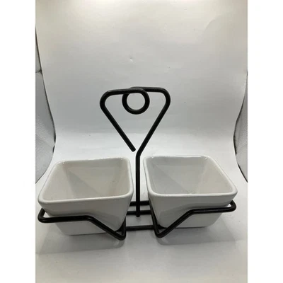 Pampered Chef Simple Additions Two Section Condiment Server with Metal Stand - Image 1 of 4