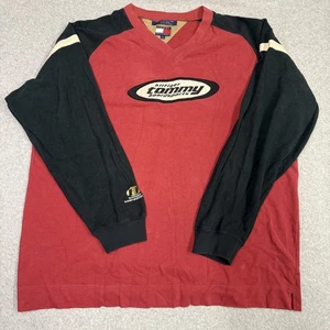 Vintage Tommy Hilfiger Shirt Mens XL Red Black Board Sports Long Sleeve 90s Logo - Picture 1 of 14