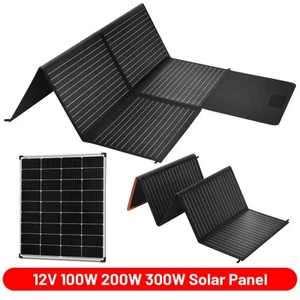 12V 100W 160W 200W 300W Portable Solar Panel Mono Caravan Camping RV Battery Kit - Picture 1 of 49