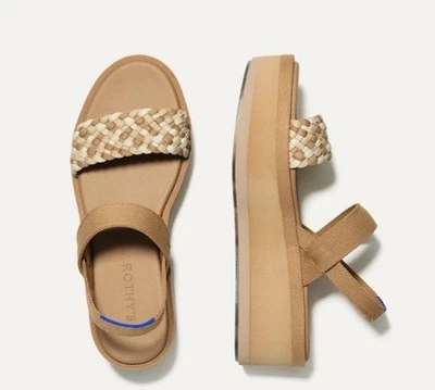 Rothy's Lightweight Wedge Sandal Braided Beach Sand Woven Women 10.5 Platform - Изображение 1 из 4