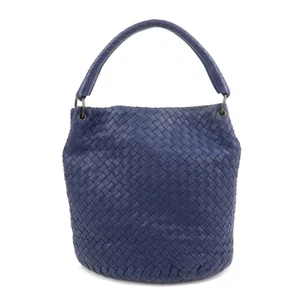 BOTTEGA VENETA Intrecciato Leather Shoulder Bag Navy 255690 Authentic Used F/S - Picture 1 of 24