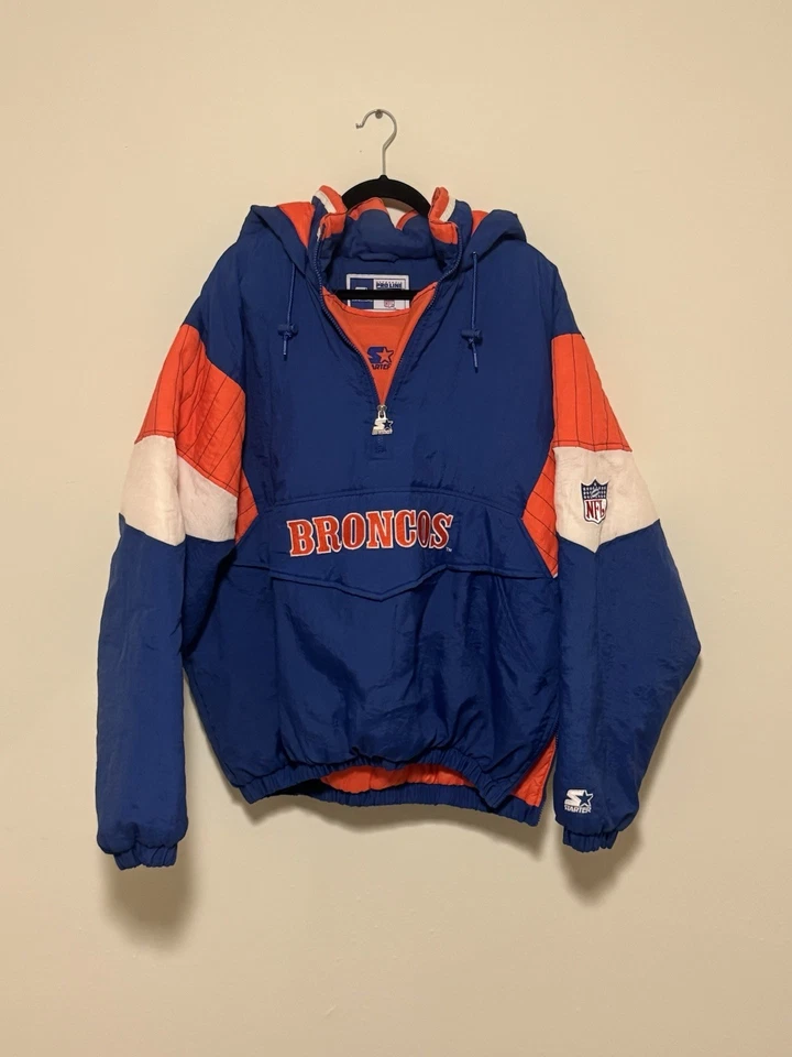 Pulôver Anorak jaqueta acolchoada vintage anos 90 Starter Denver Broncos NFL tamanho XL ELWAY - Imagem 1 de 4