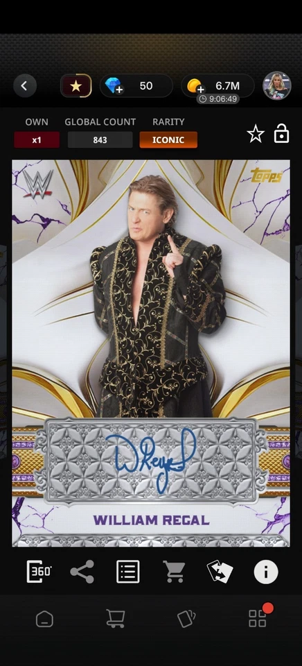 Topps WWE SLAM *DIGITAL* - Reverence Purple Signature - William Regal 843CC - Image 1 of 1
