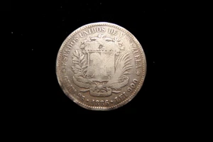 VENEZUELA. 5 BOLIVARES 1886. KM Y.24.1 Uncleaned. - Picture 1 of 2