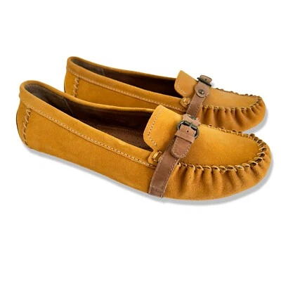 Mocasín de conducción de cuero gamuza ARIAT para mujer rienda libre dorado ocre 10B Foto 1 de 4
