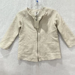 ZARA Girls Knitwear Winter Collection Full Zip Off White Jacket Size 8 Woven New - Picture 1 of 12