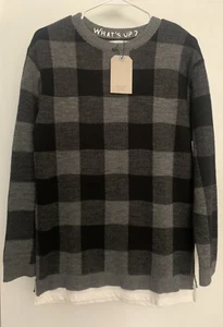 NWT Zara Boys Checked Knit Sweater Black/ Gray Size 11-12 Years - Picture 1 of 4