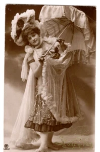 France CPA - Real Photo Postcard -A Fashionable Lady with an Umbrella - Picture 1 of 2