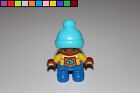 Lego Duplo - Figurka - Dziecko - Chłopiec - Czapka pudlowa turkusowa - ciemnoskóra - żółta niebieska