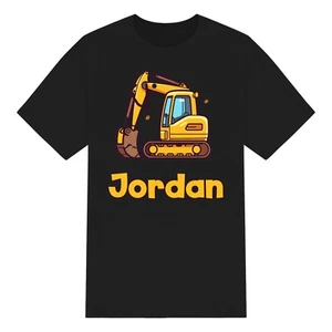 Camiseta Personalizada Linda Excavadora de Dibujos Animados Niños para Niños y Niñas Unisex Personalizada - Imagen 1 de 10