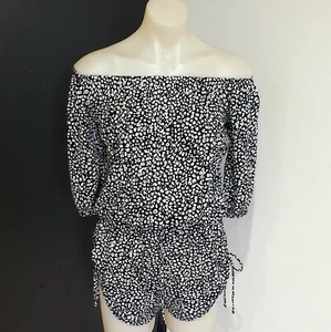 Women's size XS 'FAITHFUL THE BRAND' Gorgeous black white off shoulder playsuit - Picture 1 of 6