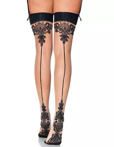 Baroque Two Tone Contrast Cuban Heel Backseam Stockings (201109) - Picture 1 of 2