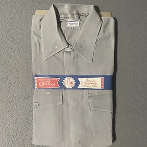 Vintage 50’s Simpson Soulette Poplin Cotton Work Button Up Shirt Size Medium - Picture 1 of 4