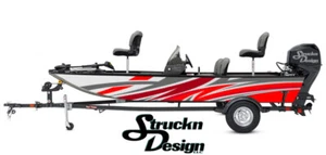 Calcomanía de vinilo rojo gris rasguño curvo líneas onduladas diseño envoltura pesca lubina barco EE. UU. - Imagen 1 de 1