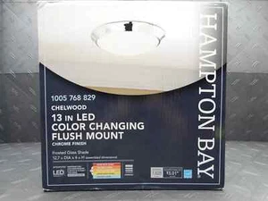 Hampton Bay Chelwood 13 in. Chrome Selectable LED Flush Mount - Picture 1 of 5