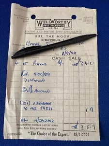 1949 Wellworthy piston rings SHEFFIELD Invoice original attic find - Picture 1 of 1